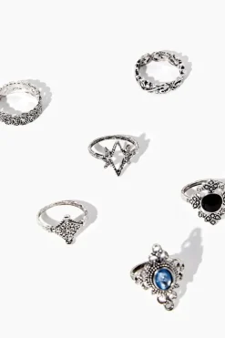 Faux Gem Ornate Ring Set