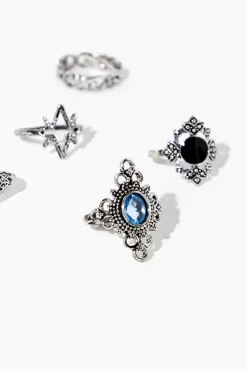 Faux Gem Ornate Ring Set