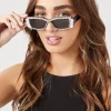 Faux Gem Rectangular Sunglasses