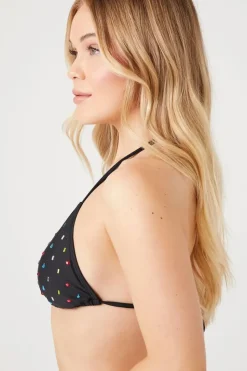 Faux Gem Triangle Bikini Top