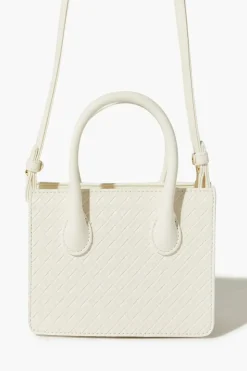 Faux Leather Basketwoven Satchel Bag