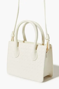 Faux Leather Basketwoven Satchel Bag