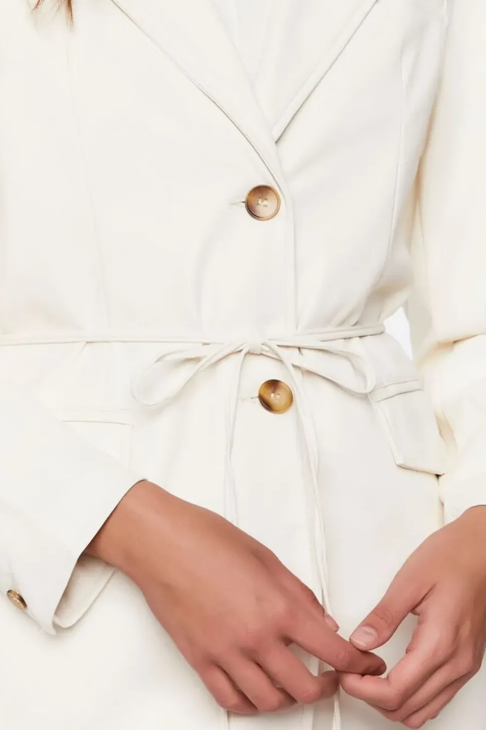 Faux Leather Belted Blazer
