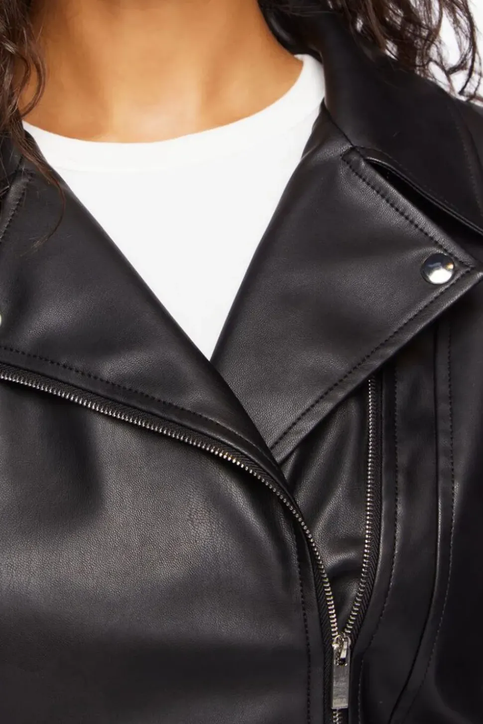 Faux Leather Belted Moto Jacket