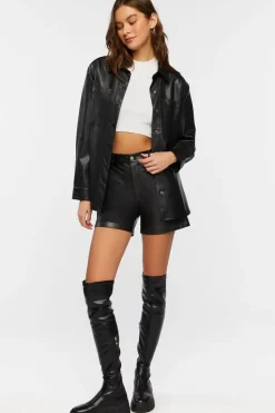 Faux Leather Bermuda Shorts