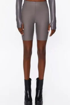 Faux Leather Biker Shorts
