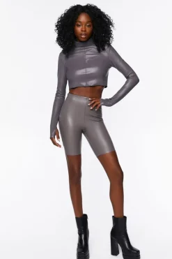 Faux Leather Biker Shorts