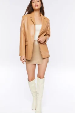 Faux Leather Blazer
