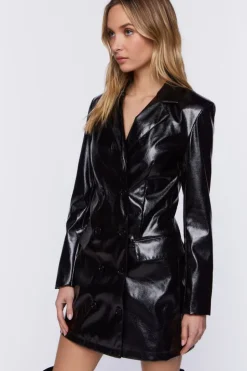 Faux Leather Blazer Mini Dress