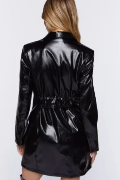 Faux Leather Blazer Mini Dress
