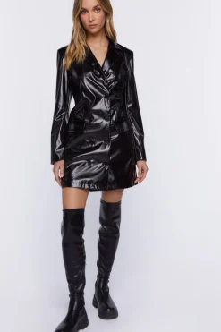 Faux Leather Blazer Mini Dress