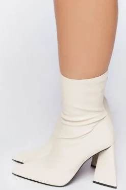 Faux Leather Block Heel Booties (Wide)