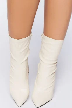 Faux Leather Block Heel Booties (Wide)