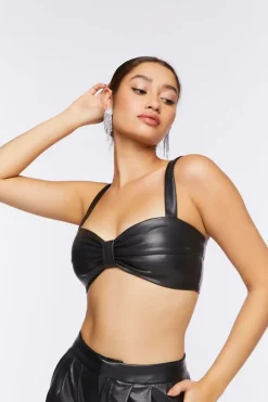 Faux Leather Bow Bralette