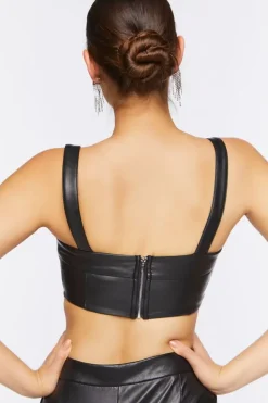 Faux Leather Bow Bralette