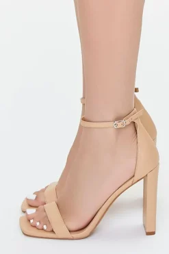 Faux Leather Buckled Heels
