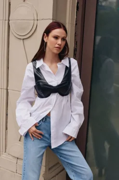 Faux Leather Bustier Bralette