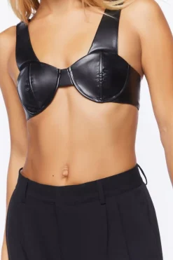 Faux Leather Bustier Bralette
