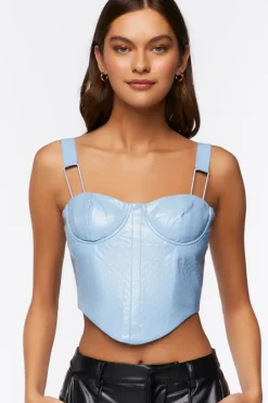 Faux Leather Bustier Crop Top