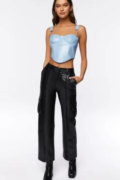 Faux Leather Bustier Crop Top