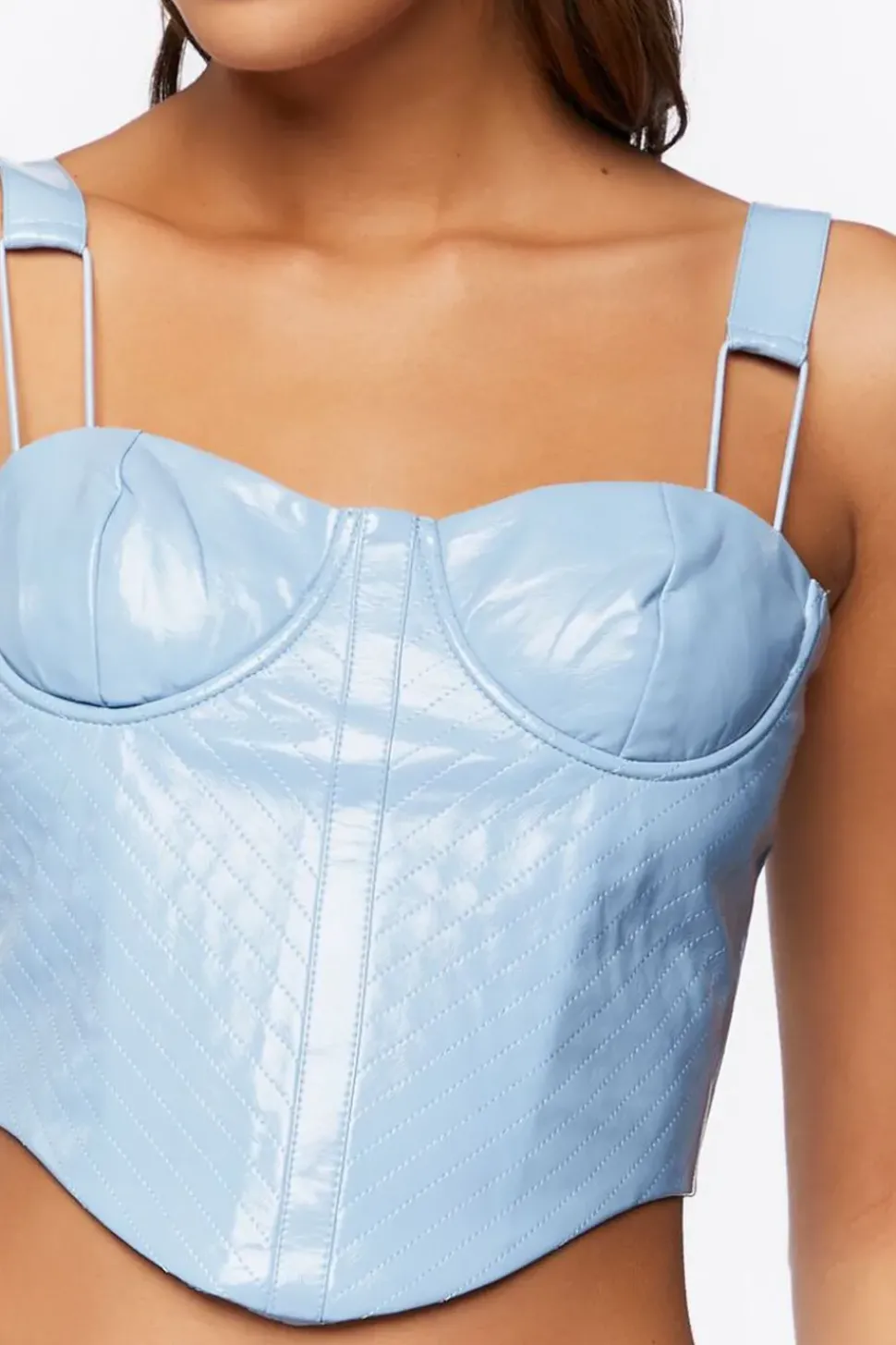 Faux Leather Bustier Crop Top