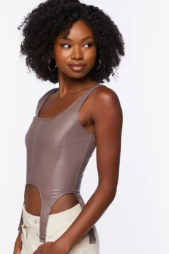 Faux Leather Bustier Crop Top
