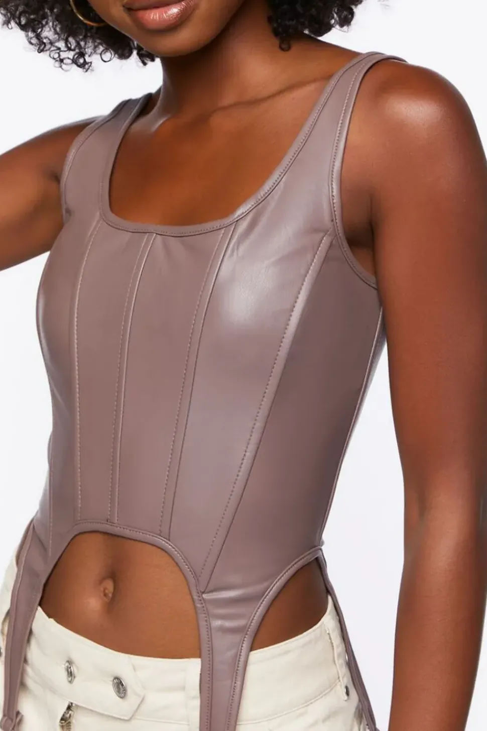 Faux Leather Bustier Crop Top