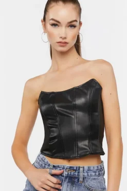 Faux Leather Bustier Top