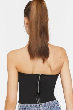 Faux Leather Bustier Top