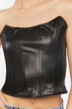 Faux Leather Bustier Top