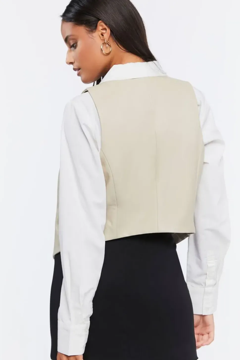 Faux Leather Button-Front Vest