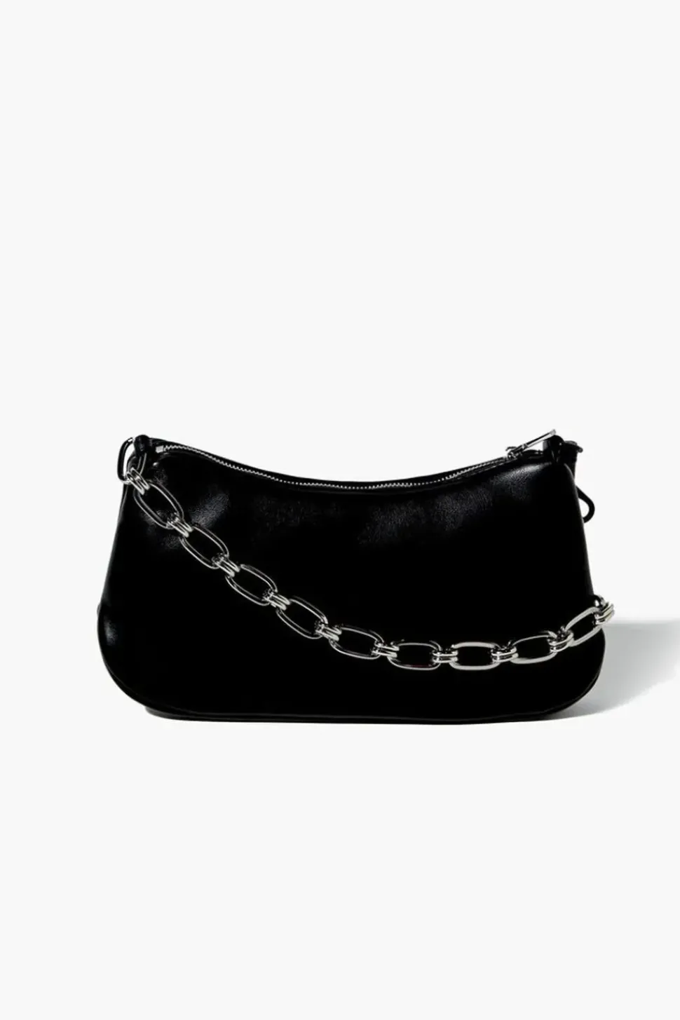 Faux Leather Chain Baguette Bag