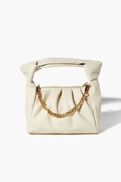 Faux Leather Chain Baguette Bag