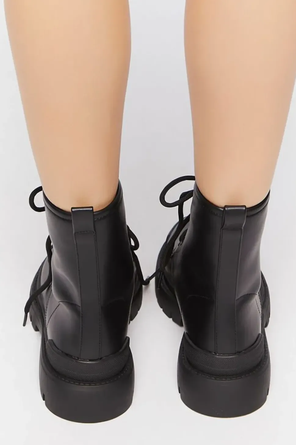 Faux Leather Colorblock Combat Boots