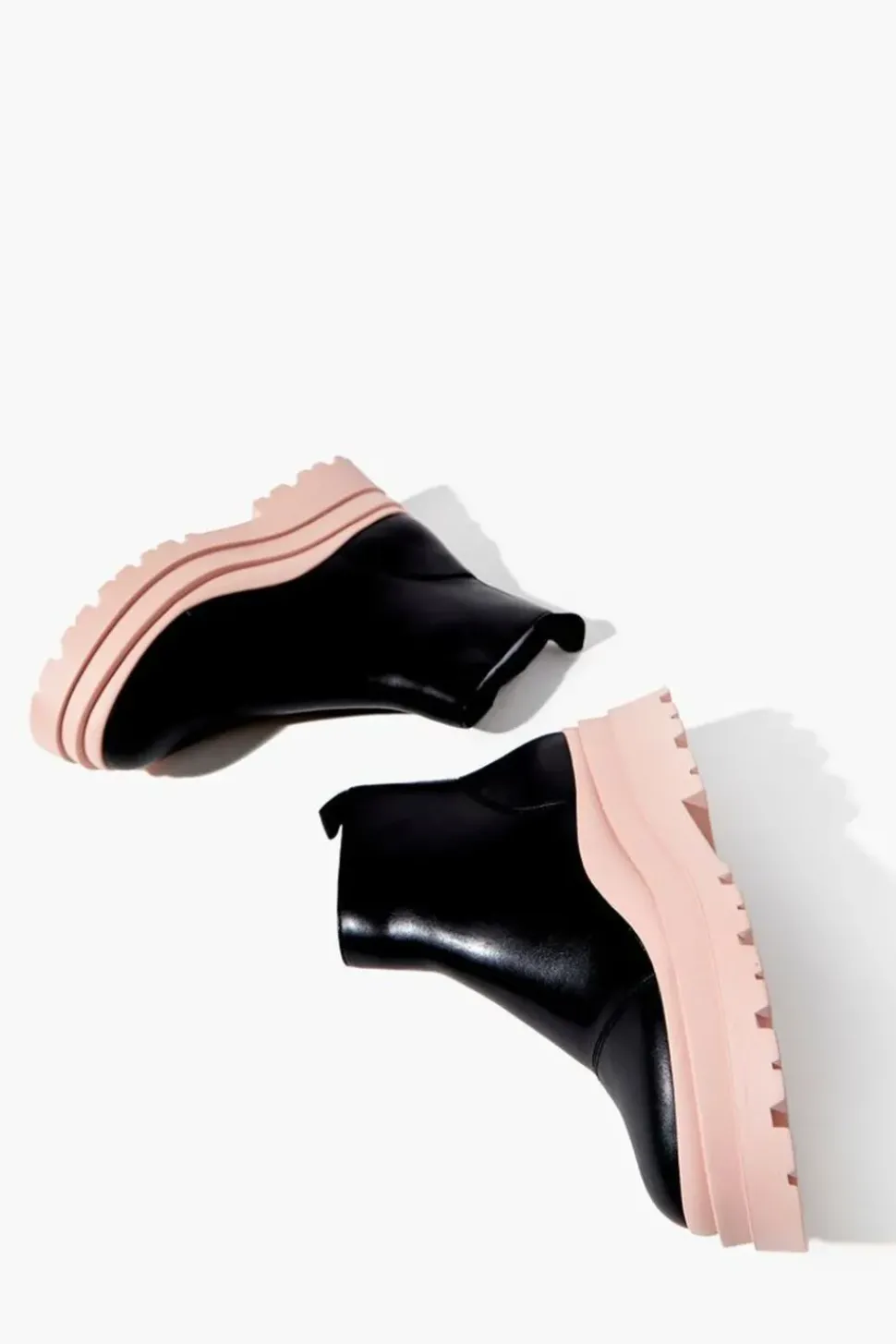 Faux Leather Colorblock Lug Booties