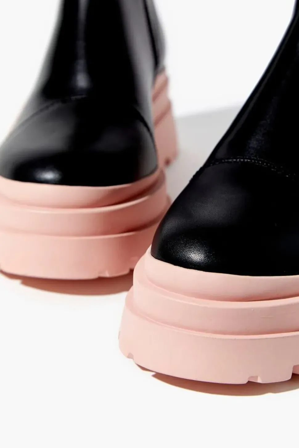 Faux Leather Colorblock Lug Booties