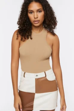Faux Leather Colorblock Mini Skirt