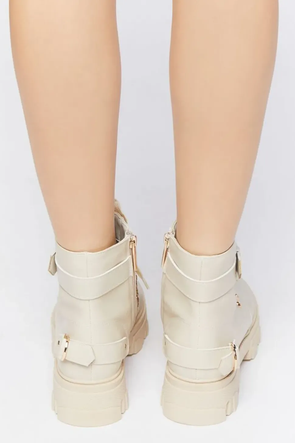 Faux Leather Combat Ankle Boots