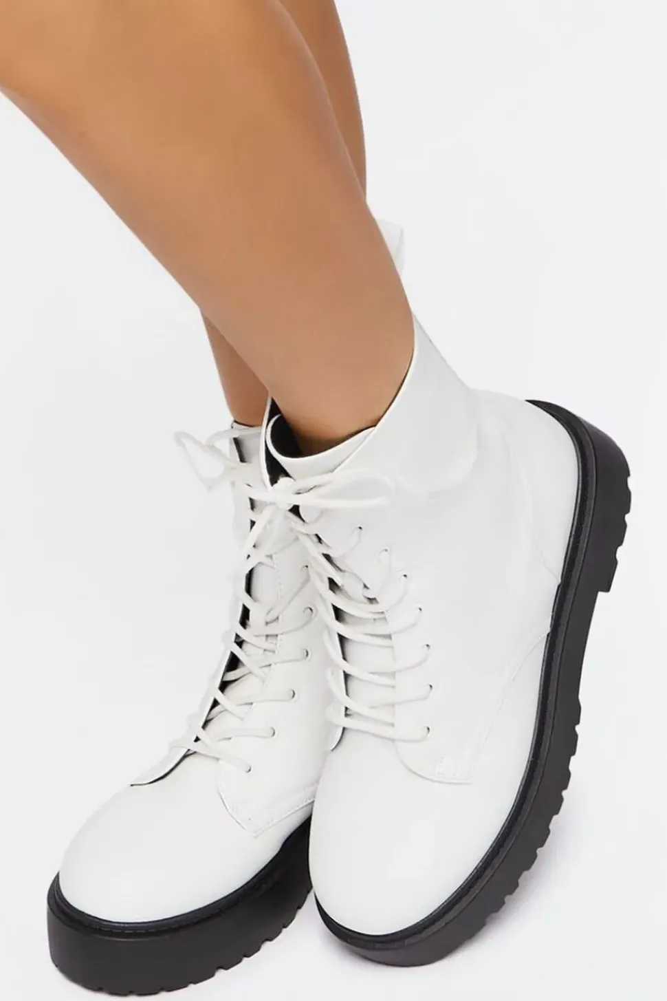 Faux Leather Combat Boots