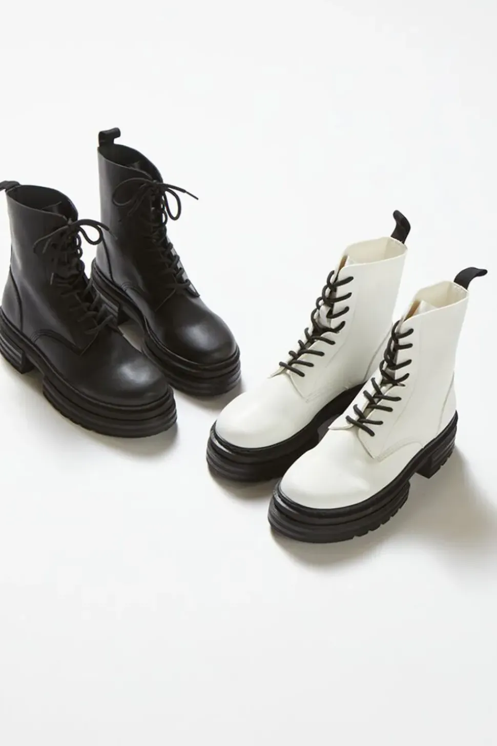 Faux Leather Combat Boots