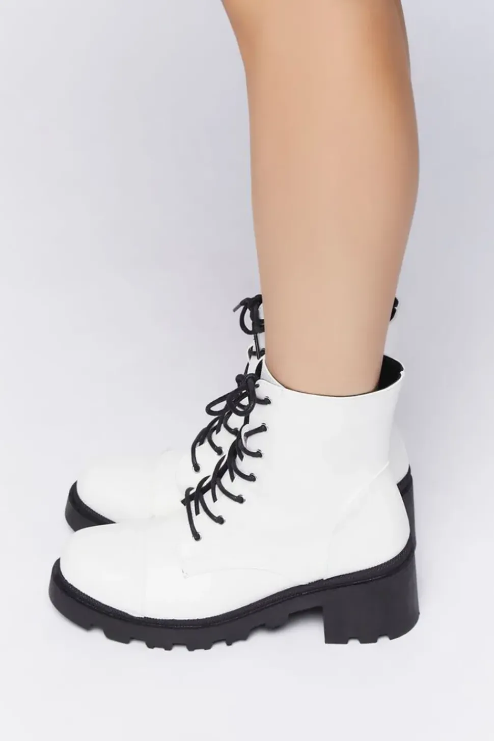 Faux Leather Combat Boots