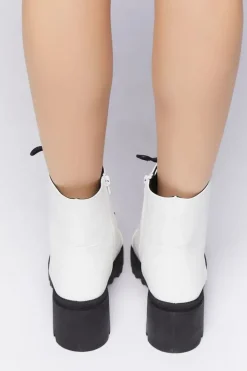 Faux Leather Combat Boots