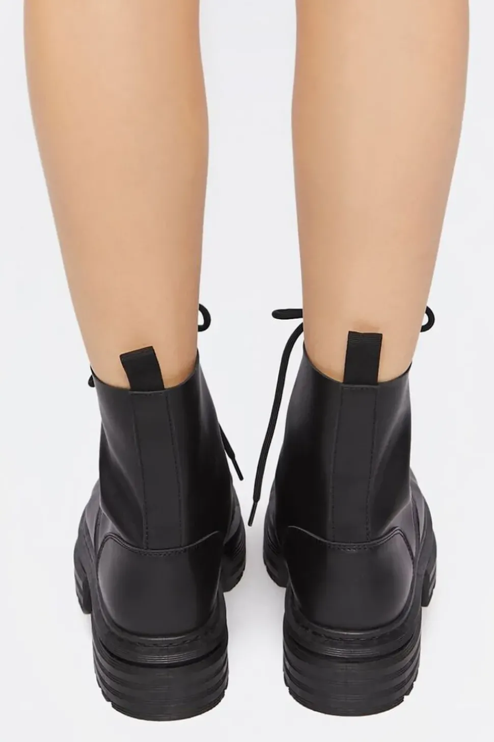 Faux Leather Combat Boots