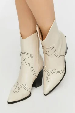 Faux Leather Contrast Cowboy Boots