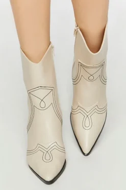 Faux Leather Contrast Cowboy Boots