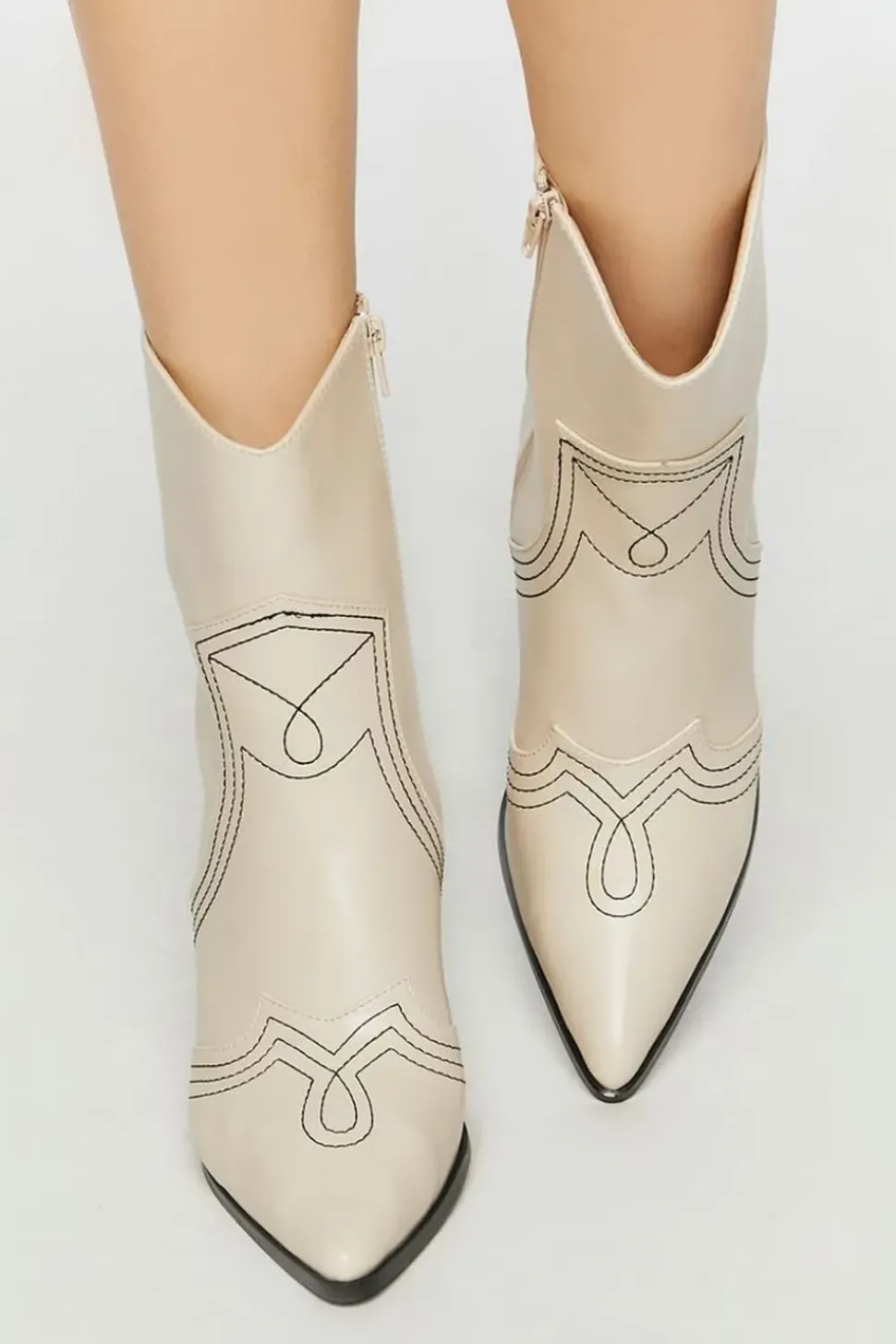 Faux Leather Contrast Cowboy Boots