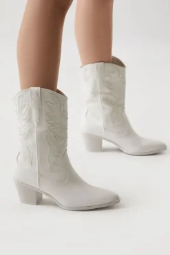 Faux Leather Cowboy Ankle Boots