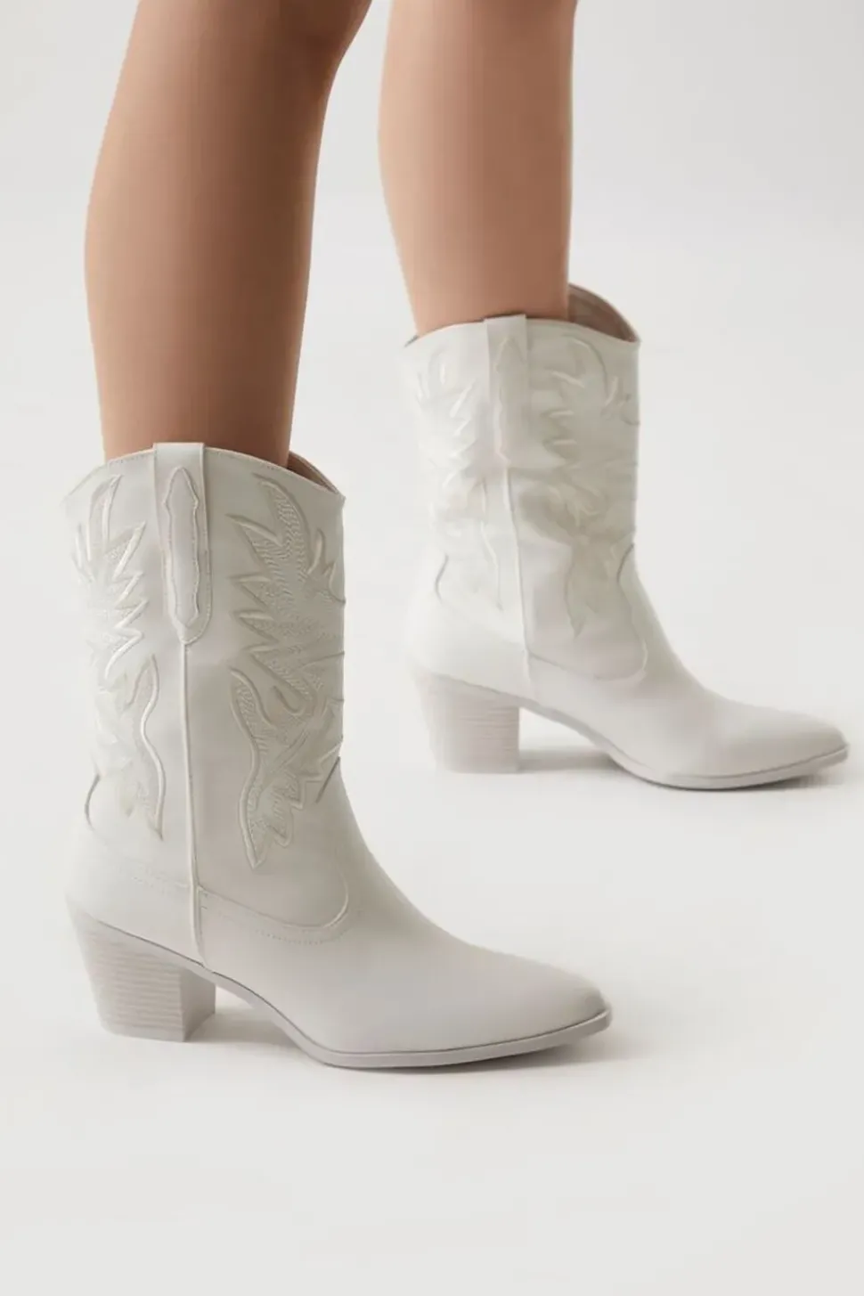Faux Leather Cowboy Ankle Boots