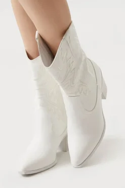 Faux Leather Cowboy Ankle Boots