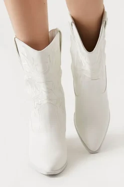 Faux Leather Cowboy Ankle Boots